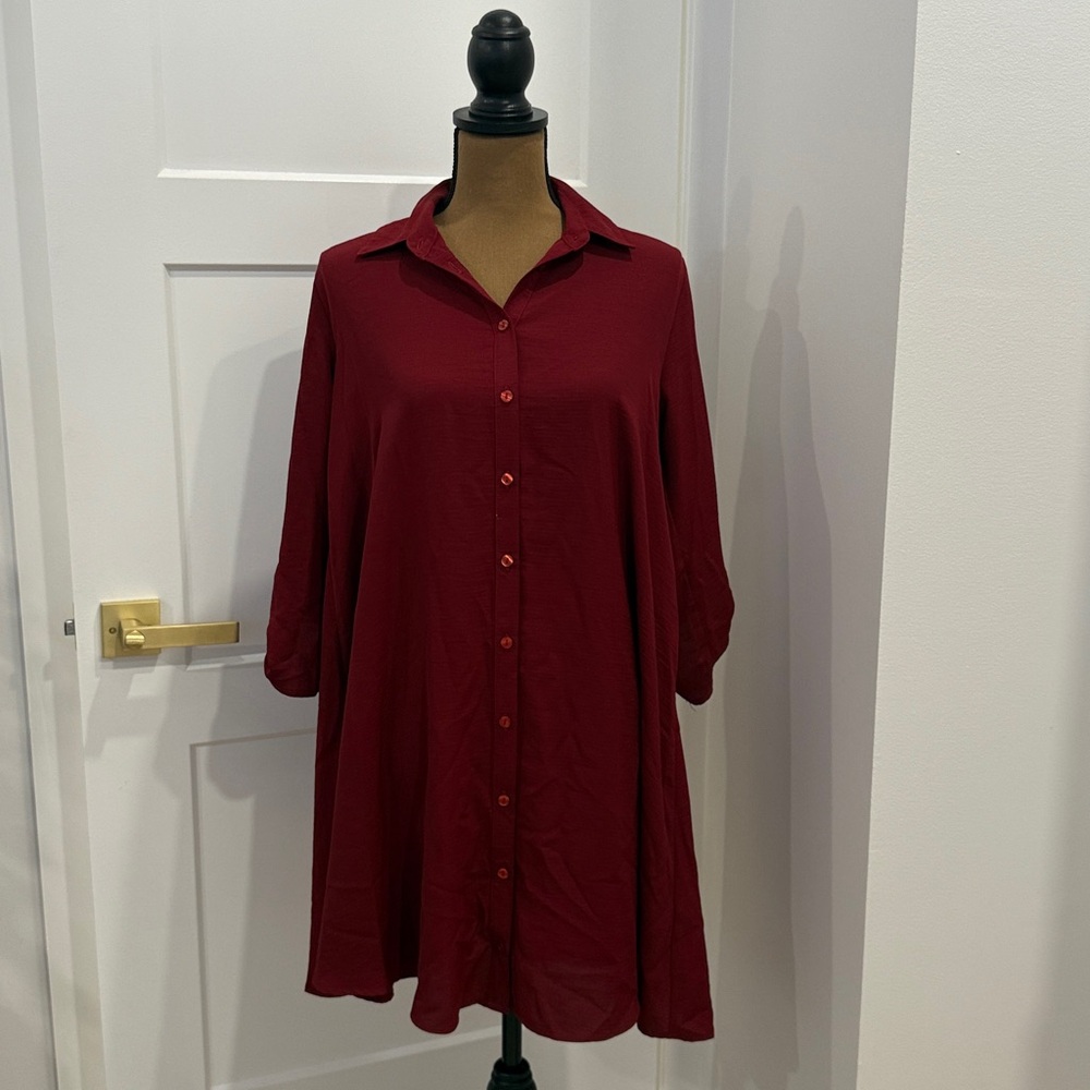APRICOT Burgundy Shirt Dress